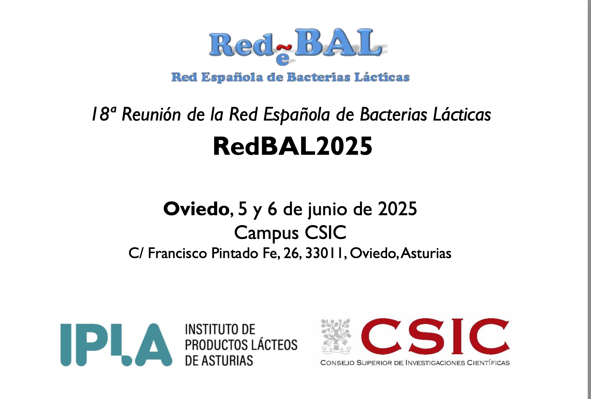 18a Reunión de la Red Española de Bacterias Lácticas